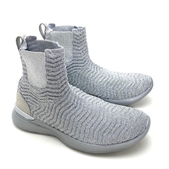 APL Lululemon Athletic propulsion Labs Knitted TechLoom Chelsea Sneakers Silver - Picture 4 of 12